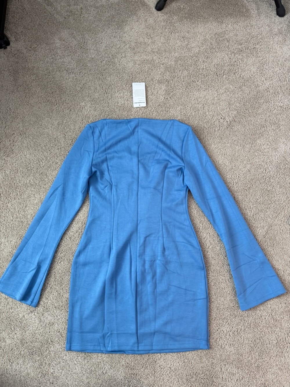 Blue Long-Sleeve Fitted Mini Dress